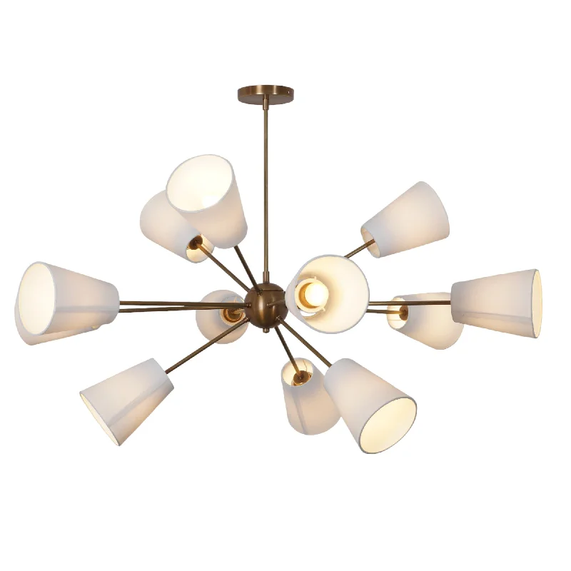 Chandeliers with Adjustable Arms for Directional LightingTwelve Light Linen Shade Sputnik Chandelier