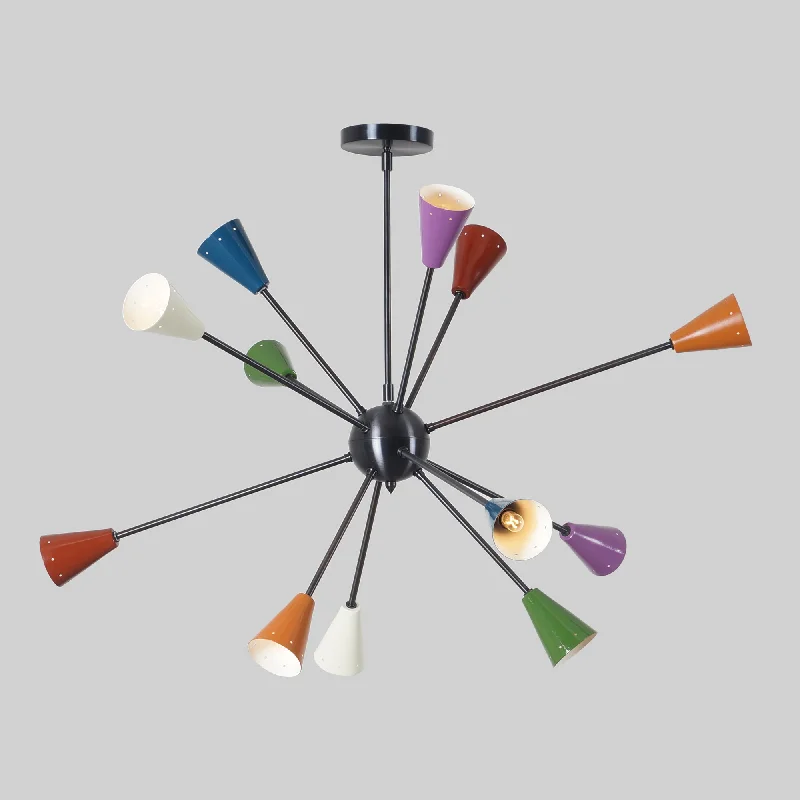 Industrial Iron Chandeliers for Loft - Inspired SpacesTwelve Light Multi Color Shade Sputnik Chandelier