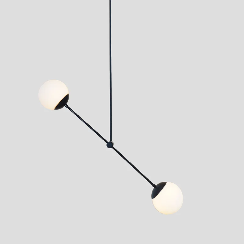 Chandeliers with Metal Frames in Bronze FinishTwo Globe Light Brass Linear Pendant Light Chandeliers with Metal Frames in Bronze FinishTwo Globe Light Brass Linear Pendant Light