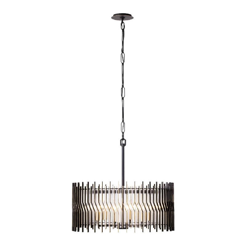 Industrial Iron Chandeliers for Loft - Inspired SpacesVaraluz Park Row 393P06MBFG Pendant Light - Matte Black/French Gold