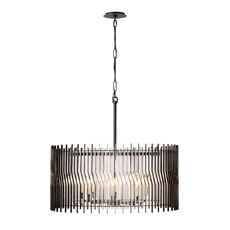 Chandeliers with Multiple Lights for Maximum IlluminationVaraluz Park Row 393P08MBFG Pendant Light - Matte Black/French Gold