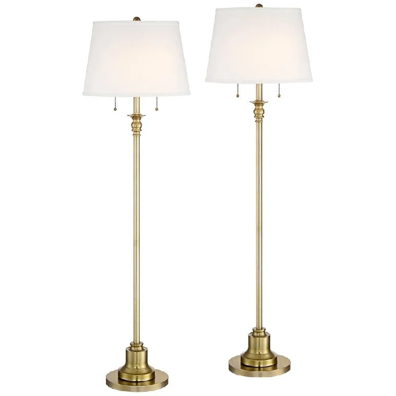 USB Charging Port Floor Lamp for Convenient Device Charging360 Lighting Spenser 58" High Brass Traditional Floor Lamps Set of 2 - 17" x 58" USB Charging Port Floor Lamp for Convenient Device Charging360 Lighting Spenser 58" High Brass Traditional Floor Lamps Set of 2 - 17" x 58"