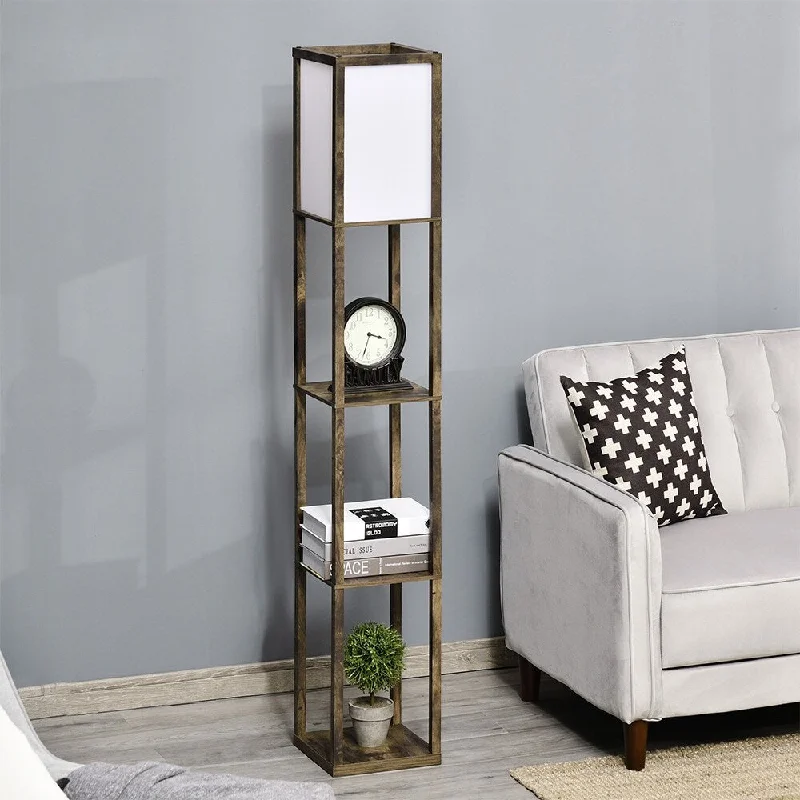 Dimmable Floor Lamp for Adjustable Lighting Ambiance4-Tier Floor Lamp Standing Lamp with Storage Shelf Rustic Brown - 1 Dimmable Floor Lamp for Adjustable Lighting Ambiance4-Tier Floor Lamp Standing Lamp with Storage Shelf Rustic Brown - 1