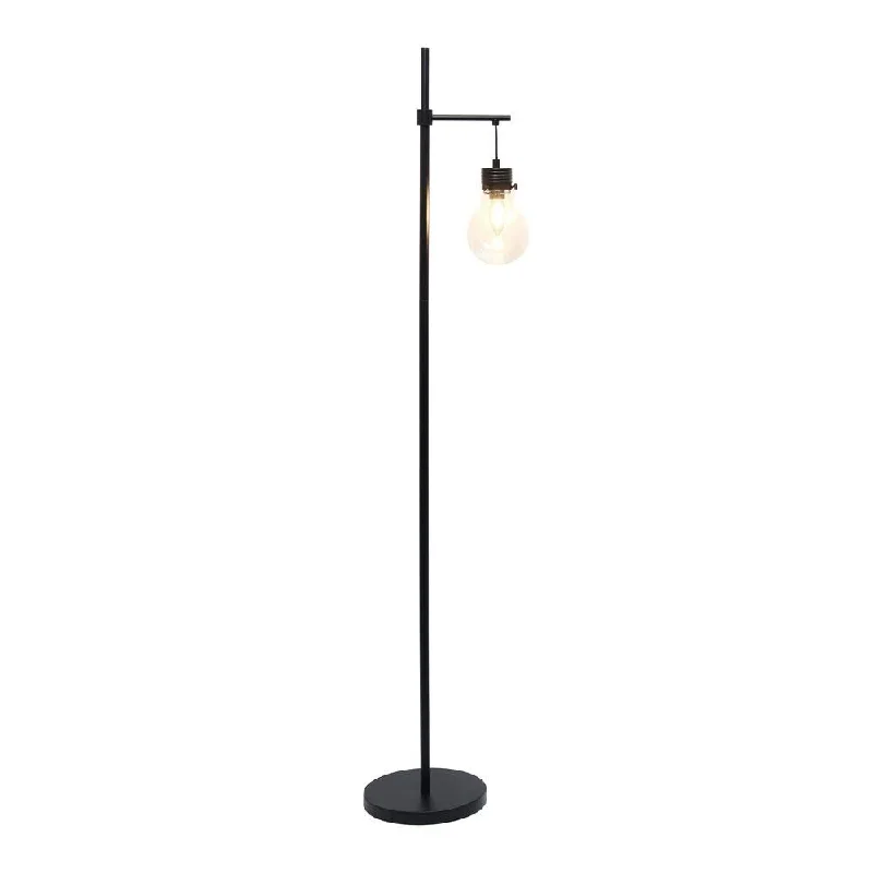 Modern Minimalist Floor Lamp for Contemporary Living Rooms60" Black Beacon Floor Lamp with Clear Glass Shade