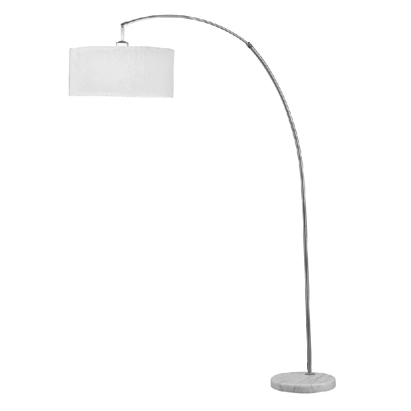 Glass Floor Lamp with Frosted Shades for Soft Diffused LightACME Cagney Floor Lamp in Brushed Silver and Marble