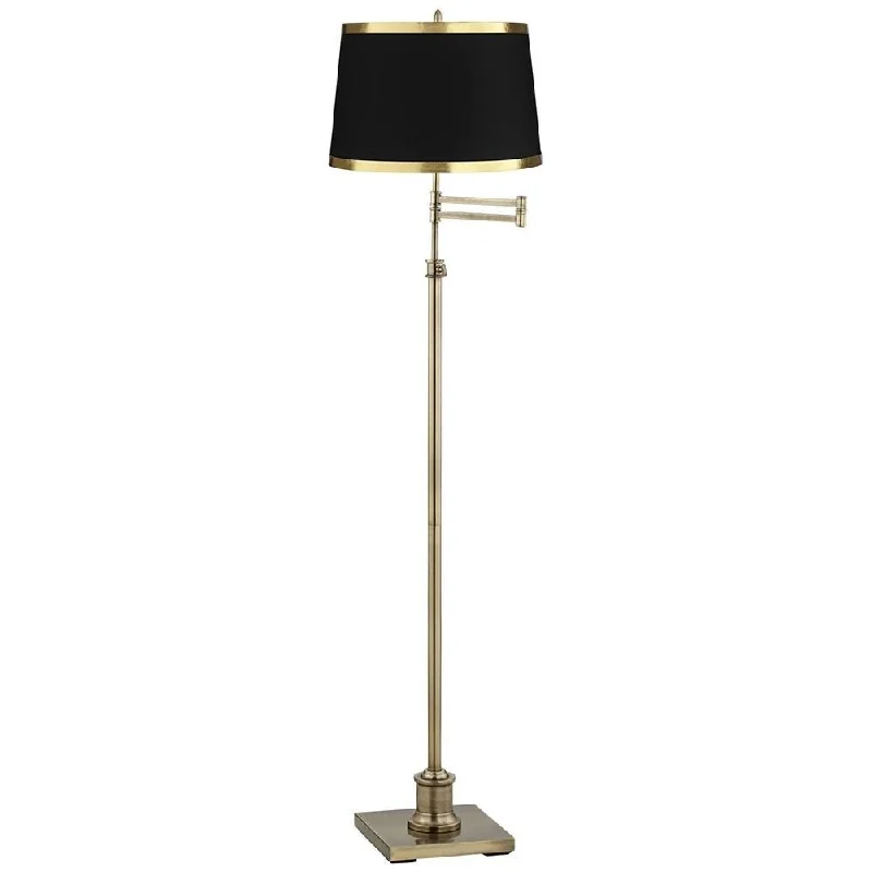 Victorian Style Floor Lamp for Traditional and Elegant InteriorsAdjustable Swing Arm Floor Lamp 70" Tall Brass Black Drum Shade - 15" x 70" Victorian Style Floor Lamp for Traditional and Elegant InteriorsAdjustable Swing Arm Floor Lamp 70" Tall Brass Black Drum Shade - 15" x 70"