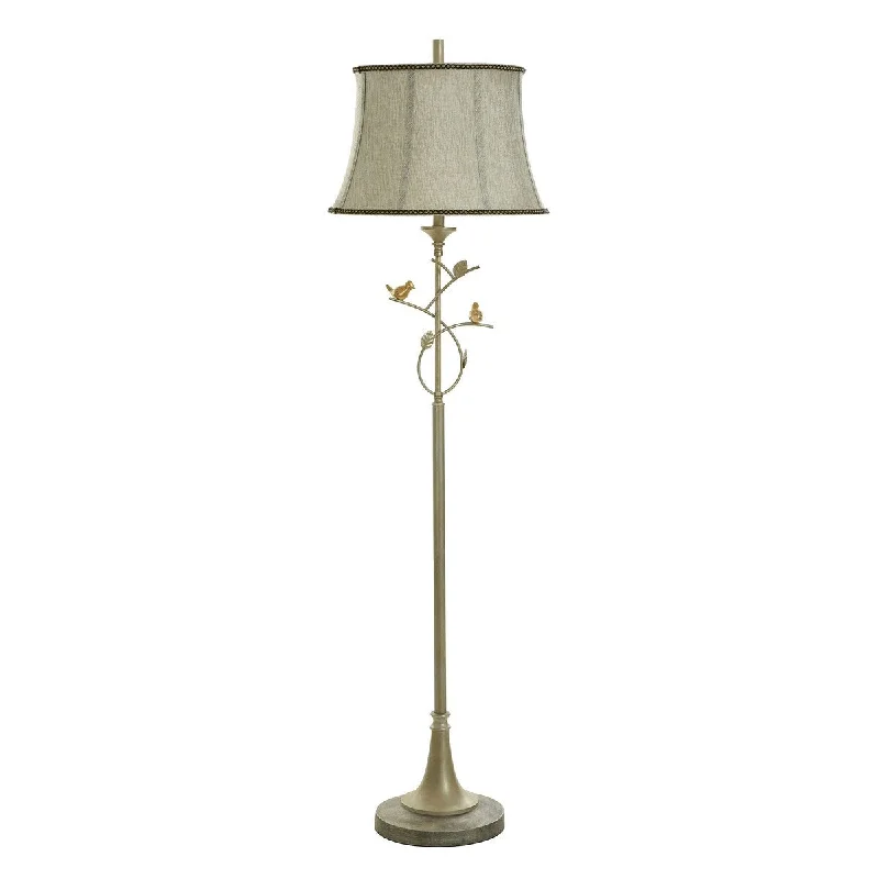 Industrial Style Floor Lamp with Exposed Bulbs for Loft ApartmentsAscoli Silver - Traditional Floor Lamp - Perched Birds On Branches