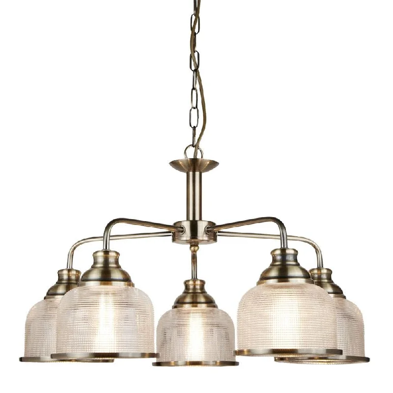 Modern Minimalist Floor Lamp for Contemporary Living RoomsBistro II 5 Light Brass Pendant - Holophane Glass Shades Modern Minimalist Floor Lamp for Contemporary Living RoomsBistro II 5 Light Brass Pendant - Holophane Glass Shades