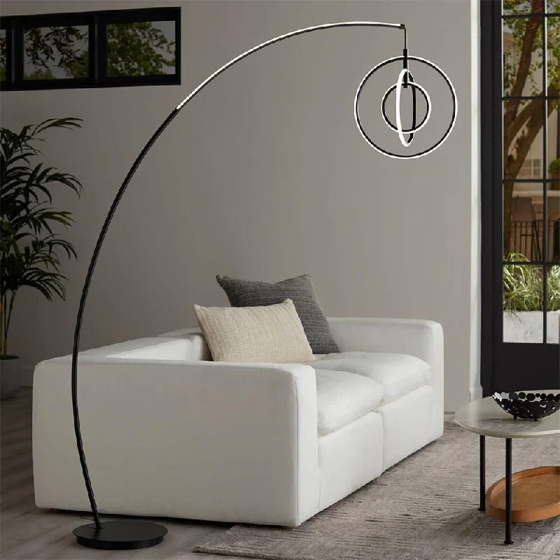 Glass Floor Lamp with Frosted Shades for Soft Diffused LightBlack 79" High 3-Ring LED Modern Arc Floor Lamp - 51" x 79"
