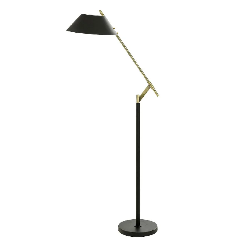 Modern Minimalist Floor Lamp for Contemporary Living RoomsBrigg Black Floor Lamp - Matte Black and Aged Brass Steel Body - Black Shade Modern Minimalist Floor Lamp for Contemporary Living RoomsBrigg Black Floor Lamp - Matte Black and Aged Brass Steel Body - Black Shade