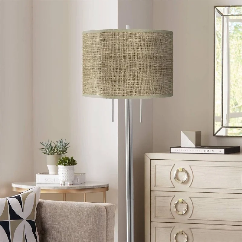 Adjustable Height Floor Lamp for Versatile Lighting NeedsBurlap Print Brushed Nickel Garth Floor Lamp - 18" x 63"