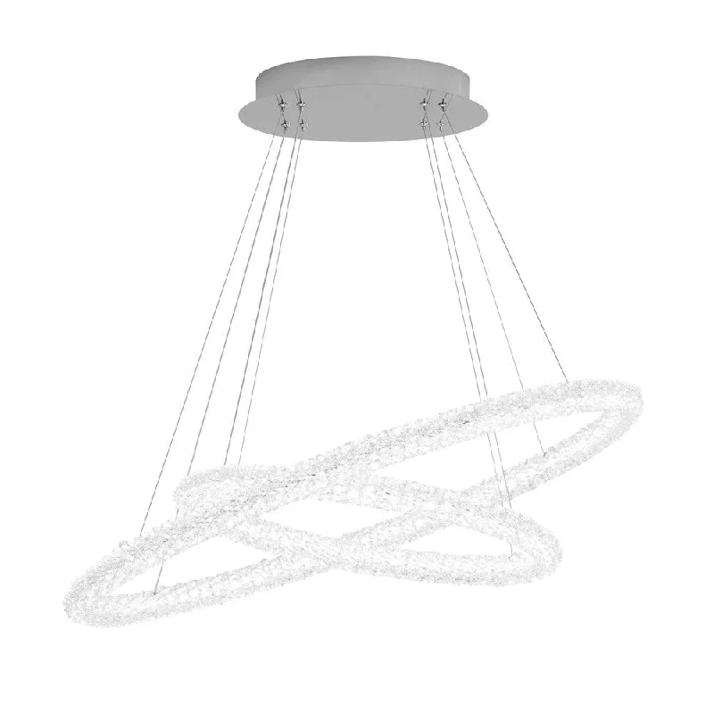 Modern Minimalist Floor Lamp for Contemporary Living RoomsCircle LED 2 Oval Ring Chrome & Crystal Ceiling Pendant