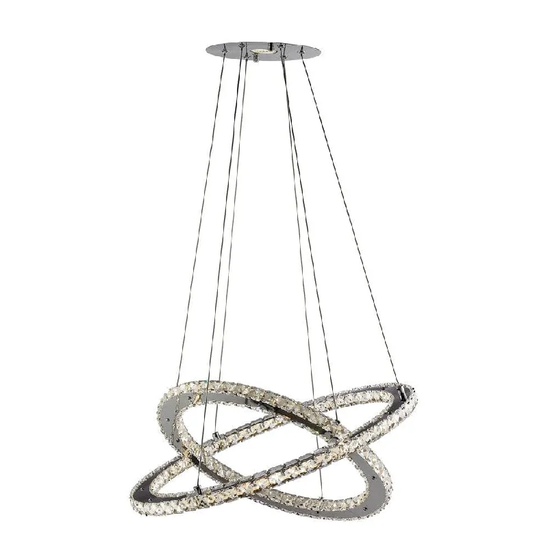 Rustic Farmhouse Style Floor Lamp for Cozy BedroomsClover 2 Rings LED Crystal and Chrome Ceiling Pendant Light