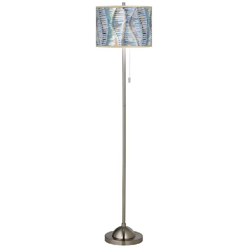 Metal Floor Lamp with a Matte Black Finish for a Sleek LookCoastal Floor Lamp Brushed Nickel Siren Shade for Living Room - 13" x 62" Metal Floor Lamp with a Matte Black Finish for a Sleek LookCoastal Floor Lamp Brushed Nickel Siren Shade for Living Room - 13" x 62"