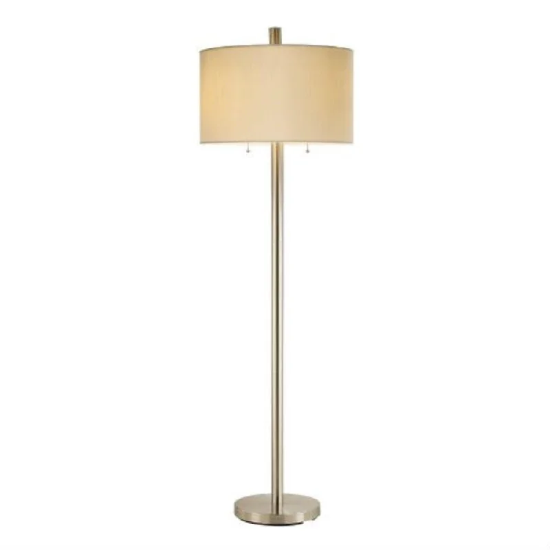 Fabric Floor Lamp with a Linen Shade for a Relaxed AestheticContemporary Satin Steel Floor with Oversized White Silk-like Drum Shade - One size Fabric Floor Lamp with a Linen Shade for a Relaxed AestheticContemporary Satin Steel Floor with Oversized White Silk-like Drum Shade - One size