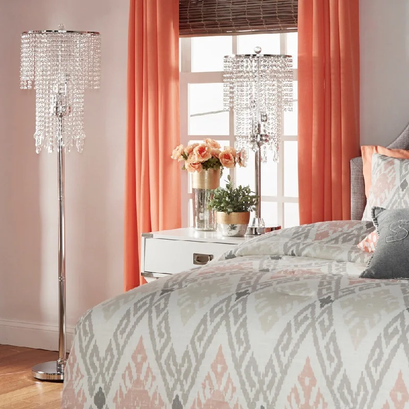 Fabric Floor Lamp with a Linen Shade for a Relaxed AestheticCrystal Rain 3-light Chrome Crystal Floor Lamp by iNSPIRE Q Bold Fabric Floor Lamp with a Linen Shade for a Relaxed AestheticCrystal Rain 3-light Chrome Crystal Floor Lamp by iNSPIRE Q Bold