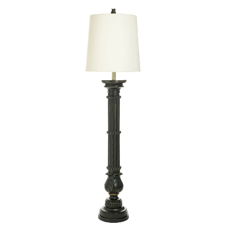 Glass Floor Lamp with Frosted Shades for Soft Diffused LightDann Foley Lifestyle - Floor Lamp - Grecian Motifs, Italian Black Finish Glass Floor Lamp with Frosted Shades for Soft Diffused LightDann Foley Lifestyle - Floor Lamp - Grecian Motifs, Italian Black Finish
