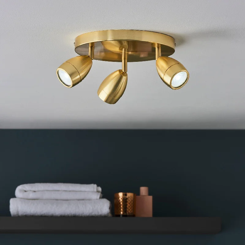 Fabric Floor Lamp with a Linen Shade for a Relaxed AestheticEndon Porto 3 Light Brass Bathroom Spot Light