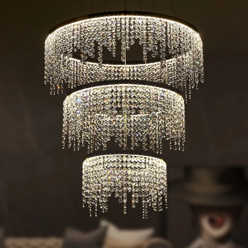 Metal Floor Lamp with a Matte Black Finish for a Sleek LookHanging ceiling lamps luxury modern pendant light crystal chandelier