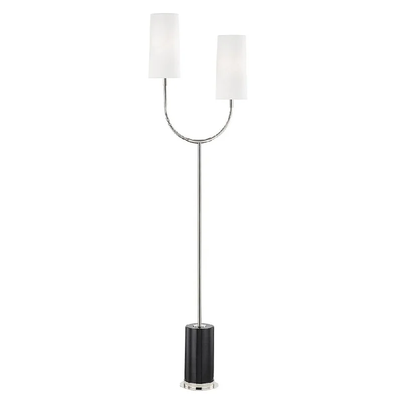 USB Charging Port Floor Lamp for Convenient Device ChargingHudson Valley Vesper 2-light Polished Nickel and Black Floor Lamp, White Linen