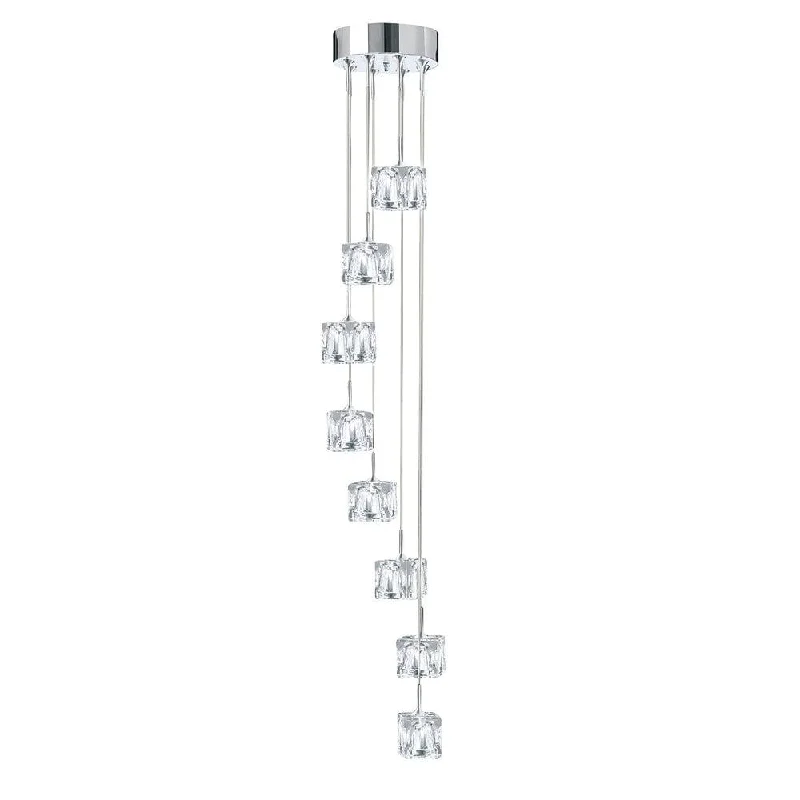Way Switch Floor Lamp for Multiple Light Intensity LevelsIce Cube 8 Light LED Multi-Drop Chrome & Glass Pendant Way Switch Floor Lamp for Multiple Light Intensity LevelsIce Cube 8 Light LED Multi-Drop Chrome & Glass Pendant