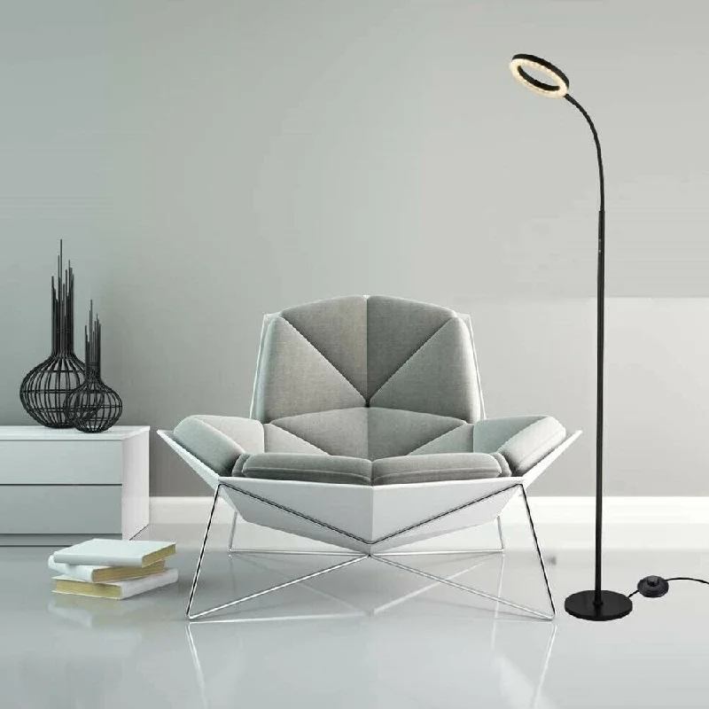 Rustic Farmhouse Style Floor Lamp for Cozy BedroomsLED Floor Lamp Dimmable Modern Black Reading Bedroom Adjustable Tall - 1