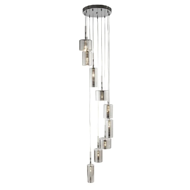 Modern Minimalist Floor Lamp for Contemporary Living RoomsLinen 9 Light Multi-Drop Chrome Pendant - Glass Shades
