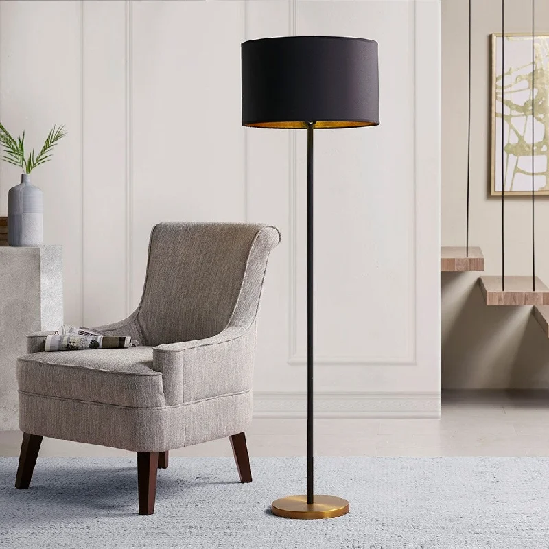 Marble Base Floor Lamp for a Touch of LuxuryMetal Floor Lamp with Black Drum Shade, Metal Stem and Round Metal Base, Black Marble Base Floor Lamp for a Touch of LuxuryMetal Floor Lamp with Black Drum Shade, Metal Stem and Round Metal Base, Black