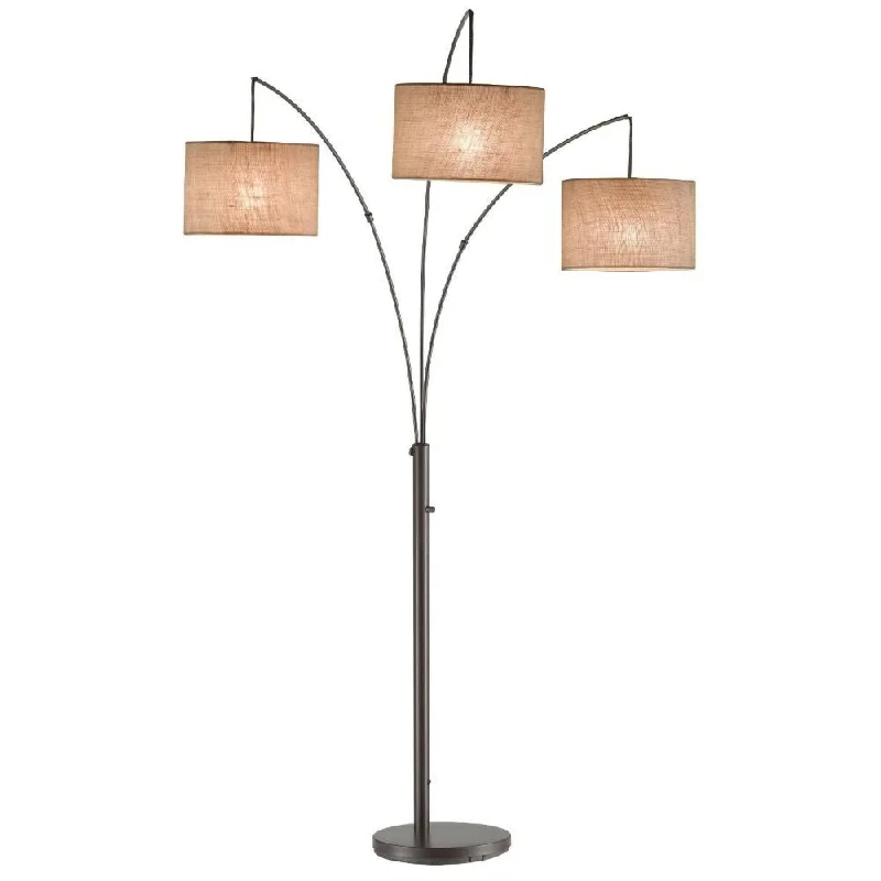 Bohemian Inspired Floor Lamp for Eclectic Home DecorModern 3-Light Arch Floor Lamp in Antique Bronze with Drum Style Shades - One size Bohemian Inspired Floor Lamp for Eclectic Home DecorModern 3-Light Arch Floor Lamp in Antique Bronze with Drum Style Shades - One size