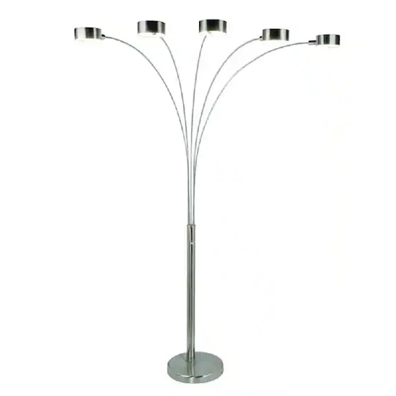 Metal Floor Lamp with a Matte Black Finish for a Sleek LookModern Arched Brushed Steel 5-Light Floor Lamp - 36" x 88"
