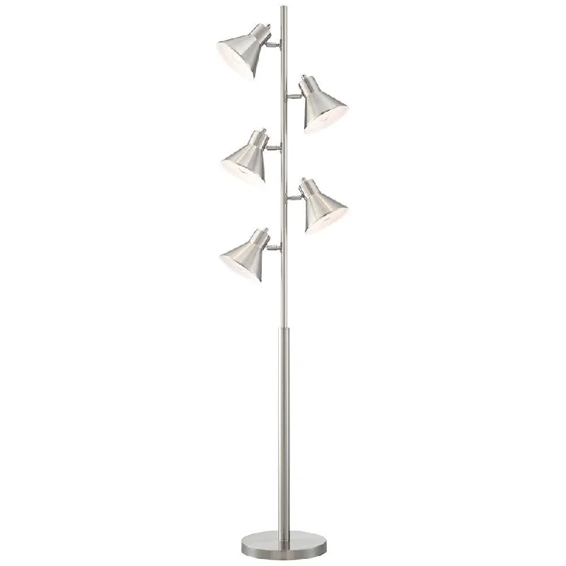 Wood Floor Lamp with Natural Grain for a Warm and Organic FeelModern Floor Lamp 5-Light Tree Brushed Nickel Adjustable Heads - 16" x 70" Wood Floor Lamp with Natural Grain for a Warm and Organic FeelModern Floor Lamp 5-Light Tree Brushed Nickel Adjustable Heads - 16" x 70"