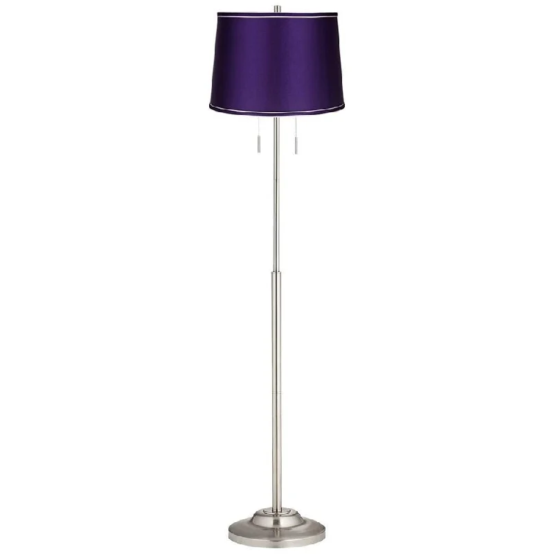 Victorian Style Floor Lamp for Traditional and Elegant InteriorsModern Floor Lamp 66" Tall Brushed Nickel Satin Purple Drum Shade - 16" x 66"