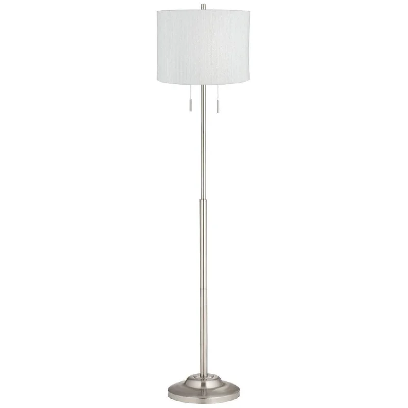 Modern Minimalist Floor Lamp for Contemporary Living RoomsModern Floor Lamp 66" Tall Brushed Nickel White Weave Drum Shade - 15" x 66" Modern Minimalist Floor Lamp for Contemporary Living RoomsModern Floor Lamp 66" Tall Brushed Nickel White Weave Drum Shade - 15" x 66"