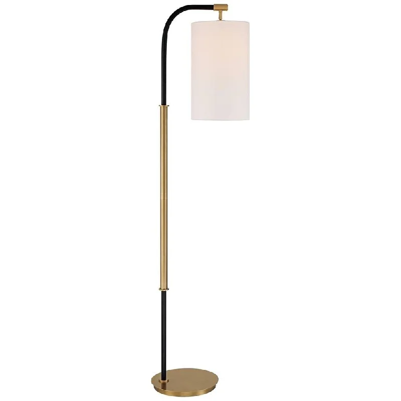 Glass Floor Lamp with Frosted Shades for Soft Diffused LightModern Floor Lamp 67" Tall Warm Gold Black Downbridge for Living Room - 17" x 67"