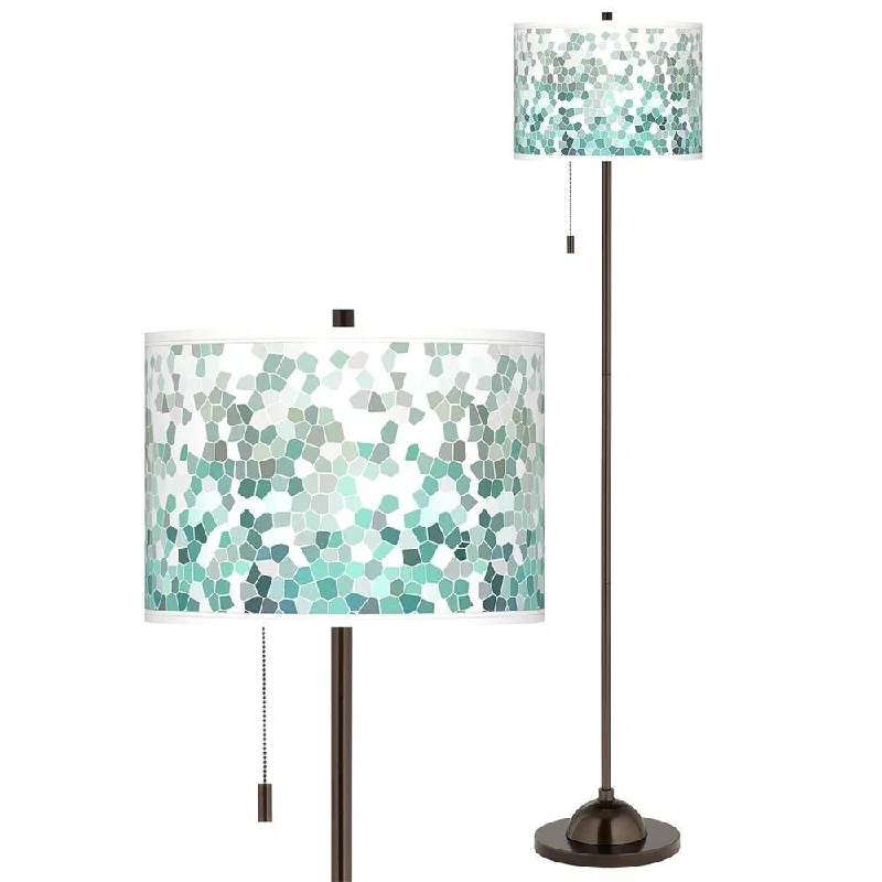 Metal Floor Lamp with a Matte Black Finish for a Sleek LookModern Floor Lamp Tiger Bronze Aqua Mosaic Shade - 13" x 62" Metal Floor Lamp with a Matte Black Finish for a Sleek LookModern Floor Lamp Tiger Bronze Aqua Mosaic Shade - 13" x 62"