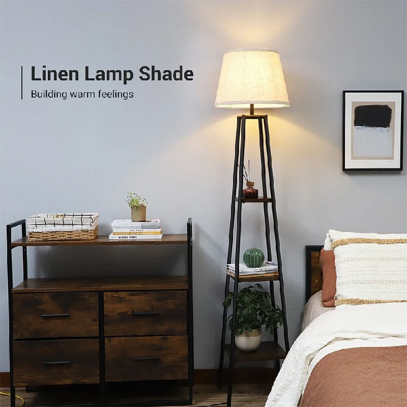 Way Switch Floor Lamp for Multiple Light Intensity LevelsModern Floor Lamp with Shelves Wood Standing Reading Lamp - 1 Way Switch Floor Lamp for Multiple Light Intensity LevelsModern Floor Lamp with Shelves Wood Standing Reading Lamp - 1