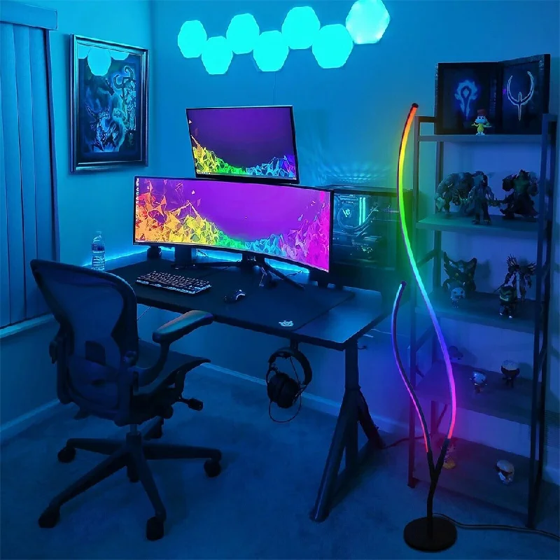 Industrial Style Floor Lamp with Exposed Bulbs for Loft ApartmentsModern RGB LED Floor Lamp Living Room Tree Light Lamp Dimmable Remote - 2 Industrial Style Floor Lamp with Exposed Bulbs for Loft ApartmentsModern RGB LED Floor Lamp Living Room Tree Light Lamp Dimmable Remote - 2
