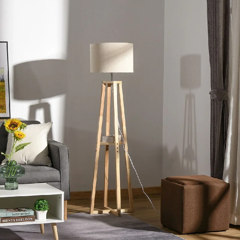 Smart Floor Lamp with Voice Control and Bluetooth ConnectivityModern Standing Floor Lamp Light Drum Lampshade Foot Pedal Switch - 1
