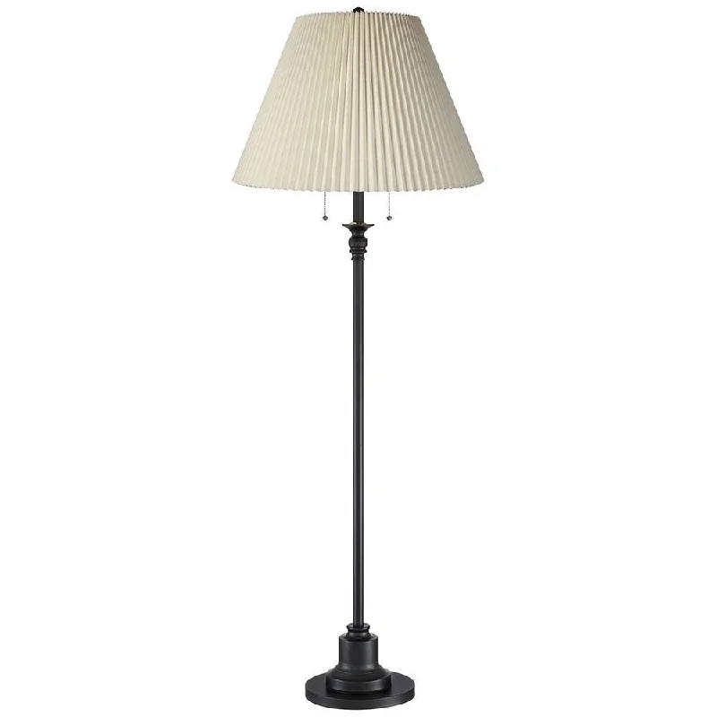 Bohemian Inspired Floor Lamp for Eclectic Home DecorOiled Bronze Traditional Floor Lamp with Beige Pleated Shade - 17" x 58" Bohemian Inspired Floor Lamp for Eclectic Home DecorOiled Bronze Traditional Floor Lamp with Beige Pleated Shade - 17" x 58"