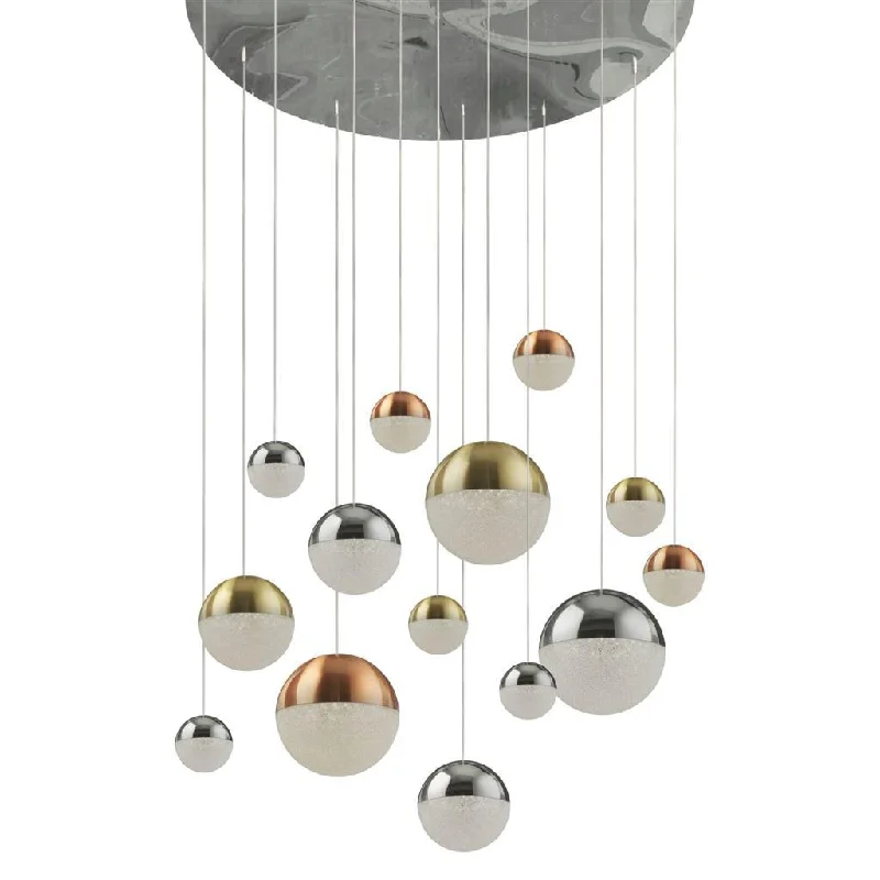 USB Charging Port Floor Lamp for Convenient Device ChargingPlanets 14 Light Multi-Drop LED Pendant Chrome/Copper/Brass