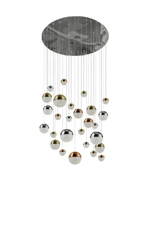 Modern Minimalist Floor Lamp for Contemporary Living RoomsPlanets 27 Light Multi-Drop LED Pendant Chrome/Copper/Brass