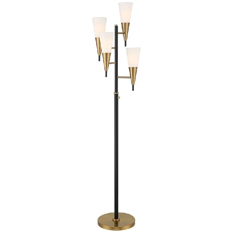 Dimmable Floor Lamp for Adjustable Lighting AmbianceQuatro Modern Tree Floor Lamp 71" Tall Black Gold Metal 4-Light - 18" x 71" Dimmable Floor Lamp for Adjustable Lighting AmbianceQuatro Modern Tree Floor Lamp 71" Tall Black Gold Metal 4-Light - 18" x 71"