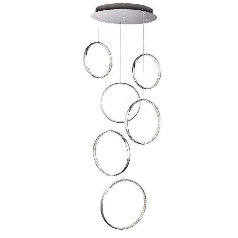 Smart Floor Lamp with Voice Control and Bluetooth ConnectivityRings 6 Light LED Multi-Drop Chrome & Crystal Pendant