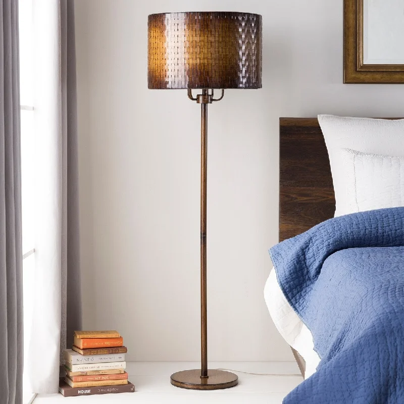 Glass Floor Lamp with Frosted Shades for Soft Diffused LightRustic Dara Floor Lamp with Iron Finish Iron Base