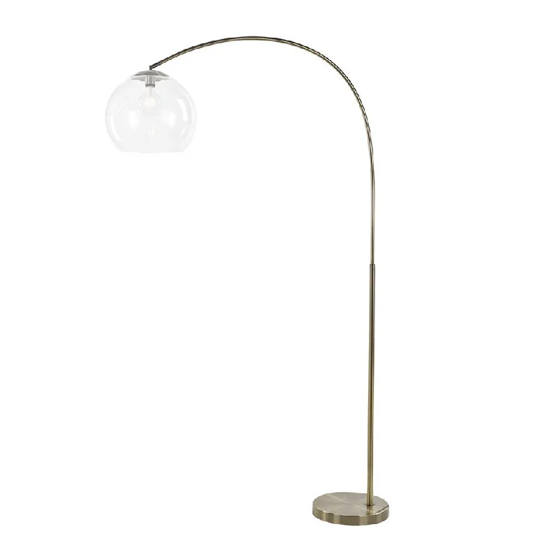 Rustic Farmhouse Style Floor Lamp for Cozy BedroomsOver 1 Light Floor Lamp Arc Antique Brass With Acrylic Shade