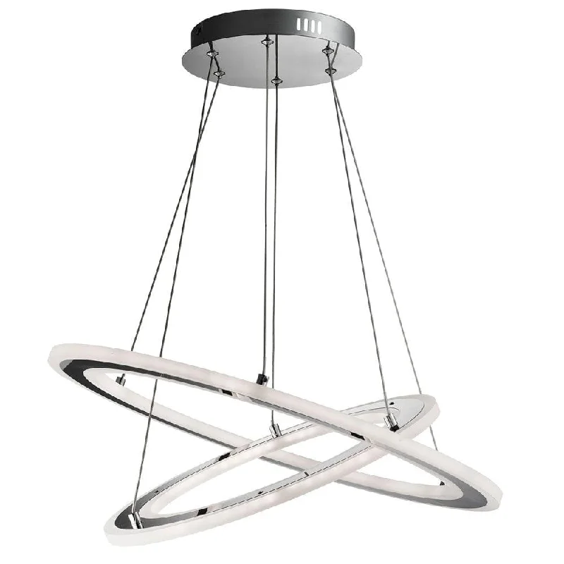 Rustic Farmhouse Style Floor Lamp for Cozy BedroomsSolexa LED 2 Hoops Chrome/Frosted Acrylic Ceiling Pendant