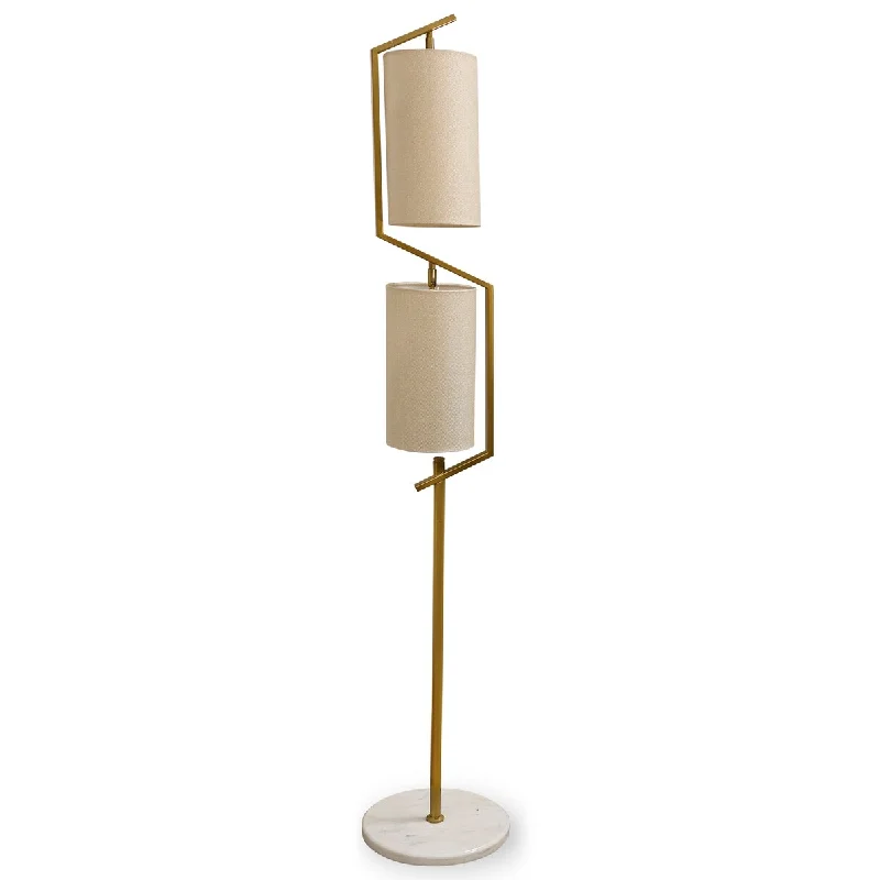Wood Floor Lamp with Natural Grain for a Warm and Organic FeelStyleCraft Antique Brass Metal with Natural White Marble Base Geometric Floor Lamp Wood Floor Lamp with Natural Grain for a Warm and Organic FeelStyleCraft Antique Brass Metal with Natural White Marble Base Geometric Floor Lamp