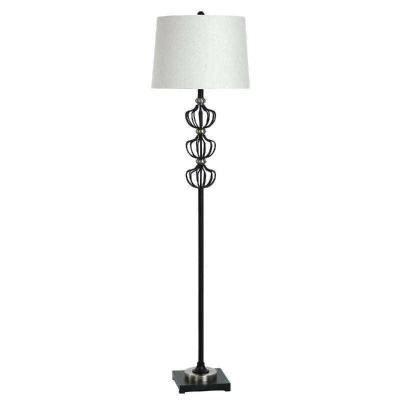 Industrial Style Floor Lamp with Exposed Bulbs for Loft ApartmentsStyleCraft Benzo Silver Steel Floor Lamp