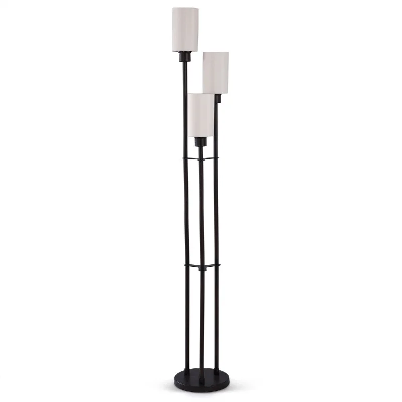 Glass Floor Lamp with Frosted Shades for Soft Diffused LightStyleCraft Black 3-light Steel Floor Lamp with White Linen Glass Floor Lamp with Frosted Shades for Soft Diffused LightStyleCraft Black 3-light Steel Floor Lamp with White Linen