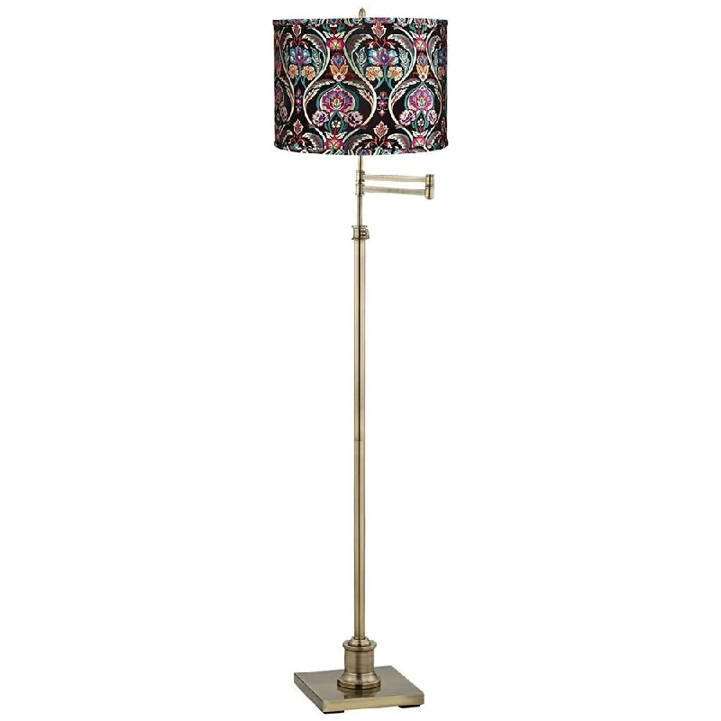 Fabric Floor Lamp with a Linen Shade for a Relaxed AestheticSwing Arm Adjustable Floor Lamp Antique Brass Multi Shade - 15" x 70" Fabric Floor Lamp with a Linen Shade for a Relaxed AestheticSwing Arm Adjustable Floor Lamp Antique Brass Multi Shade - 15" x 70"